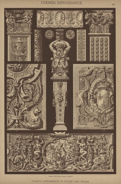 Renascença Francesa, Ornamentos Plásticos em Pedra e Madeira (cor litho) de German School
