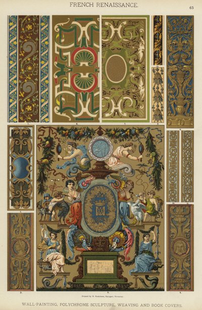 Renascença Francesa, Pintura de parede, Escultura Policromática, Tecelagem e Capas de livros (cor litho) de German School