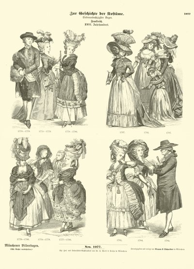 Trajes franceses, do século 18 de German School