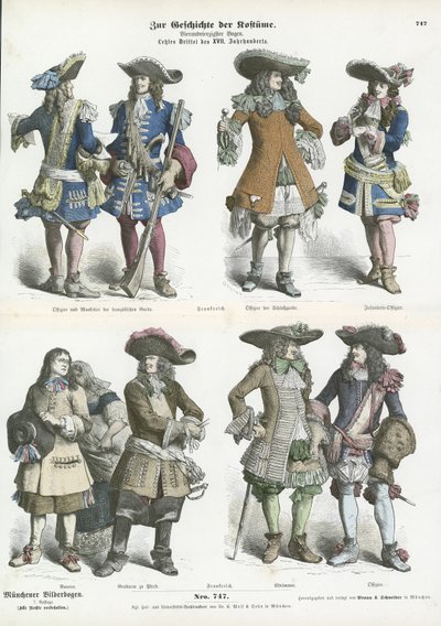 Trajes franceses, final do século 17 de German School