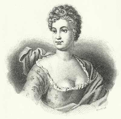 Friederike Caroline Neuber, atriz e diretora de teatro alemã (gravura) de German School