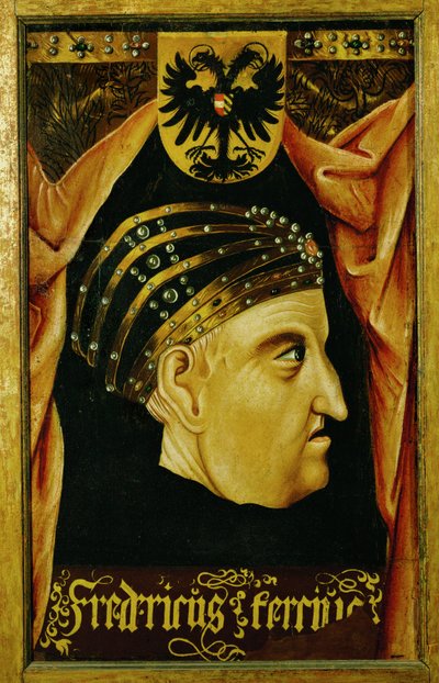 Friedrich III, Imperador do Sacro Império Romano-Germânico ... (óleo sobre madeira) de German School