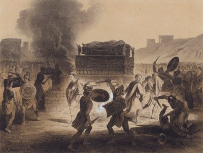 Funeral na época clássica (litografia a cores) de German School