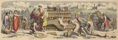 Funeral de um herói na Grécia Antiga (gravura a cores) de German School