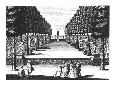 Garden Theater em Herrenhausen, gravado por Joost Van Sasse (1716-36) de German School