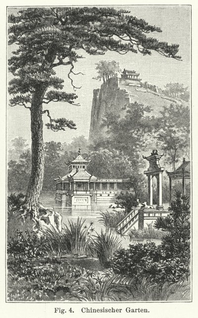 Desenho de jardim: Jardim chinês (gravura) de German School