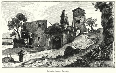 Jardins de Sallust, Roma, Itália (Litho) de German School