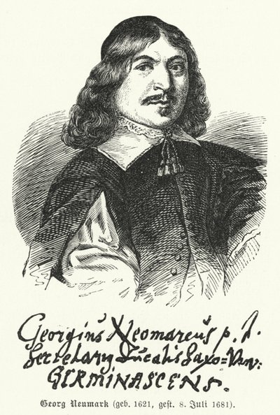 Georg Neumark, poeta e compositor alemão de hinos (gravura) de German School