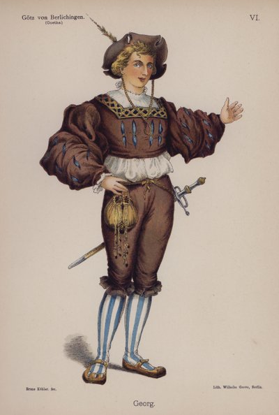 Georg, de Gotz von Berlichingen por Goethe (cor litho) de German School