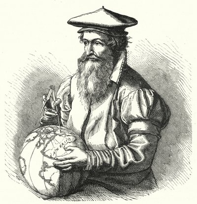 Gerardus Mercator, geógrafo e cartógrafo flamengo (gravura) de German School