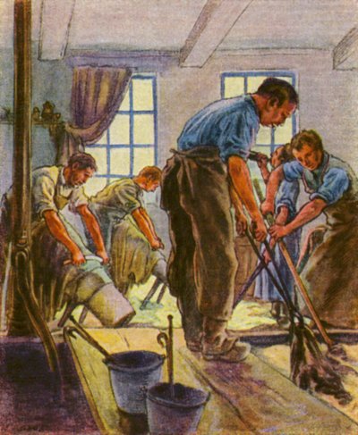 Gerber Und Farber / Curtidores e coloradores (litografia a cores) de German School