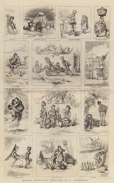 Esboços de caracteres alemães (gravura) de German School