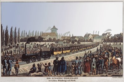Ferrovias Alemãs. c.1830-1840 (gravura) de German School