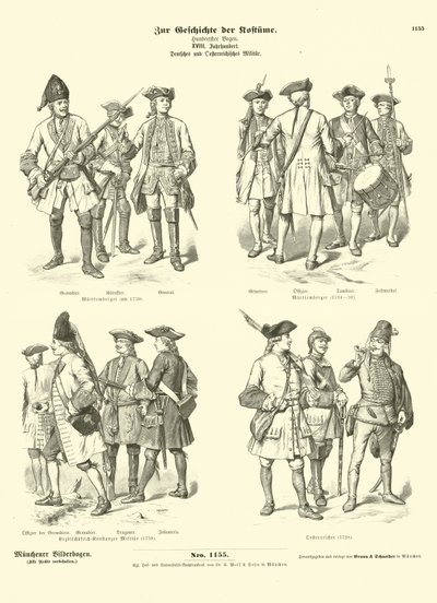 Uniformes militares alemães e austríacos, século XVIII de German School