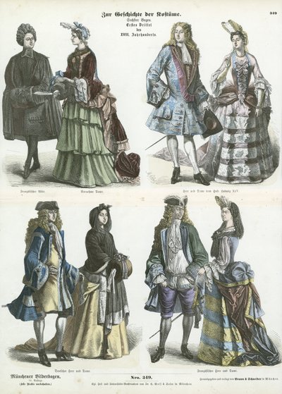 Trajes alemães e franceses, início do século XVIII de German School