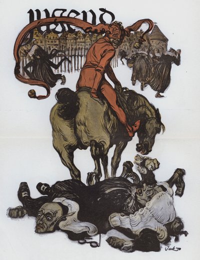 Desenho animado alemão da revista Jugend (cor litho) de German School