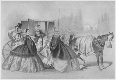 Desenho animado alemão sobre a moda da crinolina (litho) de German School