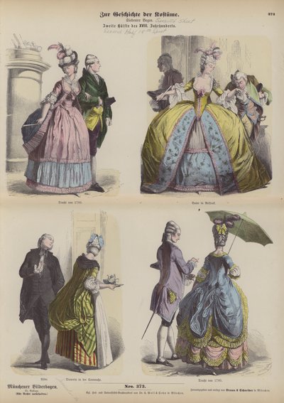 Fatos alemães, segunda metade do século XVIII (gravura colorida) de German School