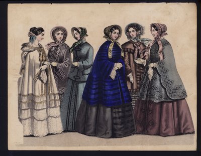 Gravura da moda alemã, meados do século 19 de German School