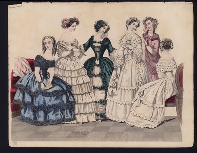 Gravura da moda alemã, meados do século 19 de German School