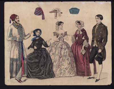 Gravura da moda alemã, meados do século 19 de German School