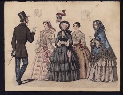 Gravura da moda alemã, meados do século 19 de German School