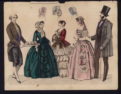 Gravura da moda alemã, meados do século 19 de German School