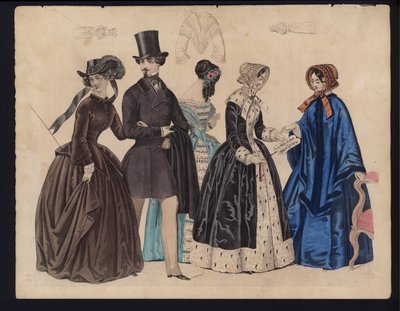 Gravura da moda alemã, meados do século 19 de German School