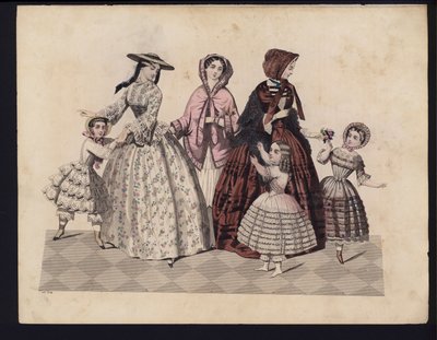 Gravura da moda alemã, meados do século 19 de German School