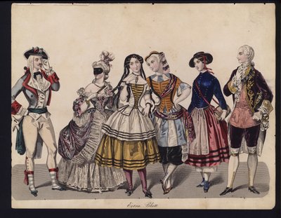 Gravura da moda alemã, meados do século 19 de German School