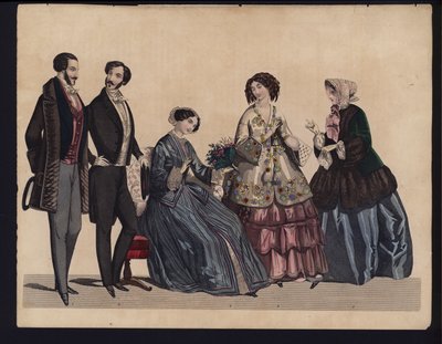 Gravura da moda alemã, meados do século 19 de German School