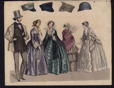 Gravura da moda alemã, meados do século 19 de German School