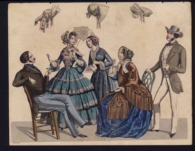 Gravura da moda alemã, meados do século 19 de German School