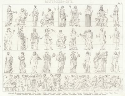 Deuses da Grécia Antiga e de Roma. Ilustração para Bilder-Atlas (gravura) de German School