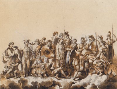 Deuses da época clássica (litografia a cores) de German School