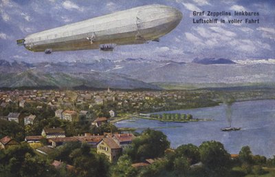 Conde Ferdinand de zepelins dirigível em voo de German School