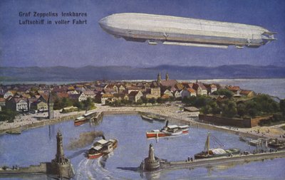 Conde Ferdinand de zepelins dirigível em voo de German School
