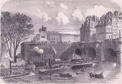 Gun boats on the Seine, Cassells History of the War between France and Germany publicado pela Cassell and Company Limited, c.1890 (litho) de German School