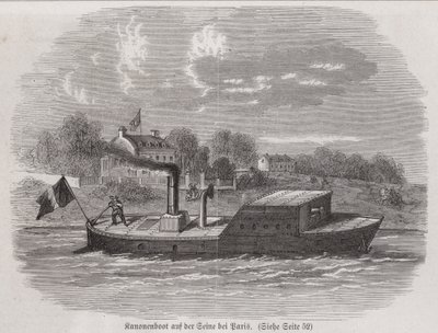Barco a tiro no rio Sena durante o Cerco de Paris, Guerra Franco-Prussiana de German School