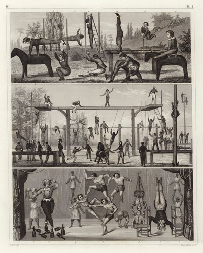 Ginástica e acrobacia (gravura) de German School