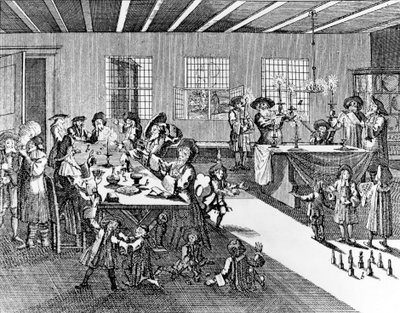Hannukah por Georg Puschner do Ceremoniel judaico de Kirchner, 1726 de German School