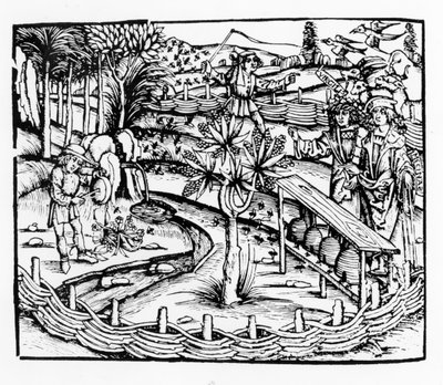 Maridos felizes tendendo abelhas, ilustração do Georgics por Virgil, livro IV, de Sebastian Brants (1457-1521) edição, publicado em 1502 de German School