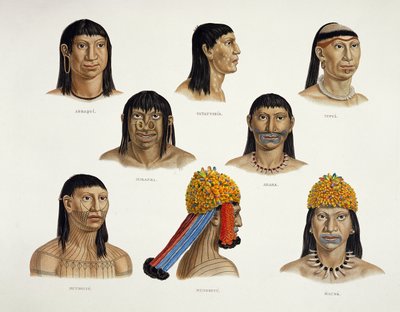 Chefes de índios sul-americanos, da Travels in Brazil (veja detalhes em 92095) de German School