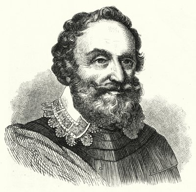Heinrich Matthias, Conde de Thurn, comandante militar boémio da Guerra dos Trinta Anos (gravura) de German School