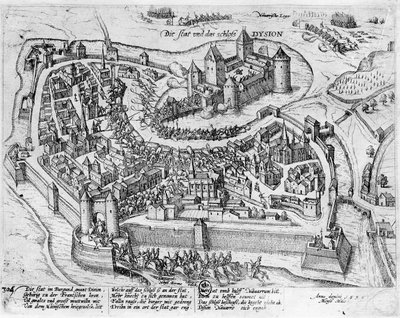 Henri IV (1553-1610) entra em Dijon, depois de sua vitória em Fontaine-Francaise sobre o espanhol, 5 de junho de 1595 de German School