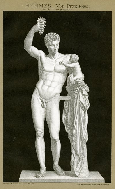 Hermes e o Infante Dionysos atribuído a Praxiteles c.1895 (cromolitografia a cores) de German School
