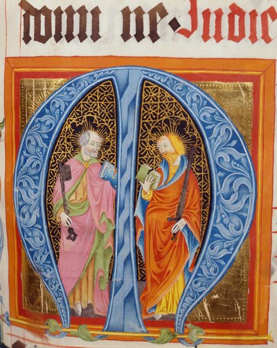 Historiated inicial M com Santos Peter e Paul, do Gradual de Friedrich Zollner de Langenzenn, 1439-42 de German School