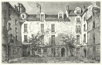 Casa do dramaturgo francês Jean Racine na Rue du Marais em Paris (gravura) de German School