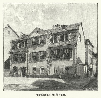 Casa do poeta, dramaturgo e filósofo Friedrich Schiller, Weimar, Alemanha (litho) de German School