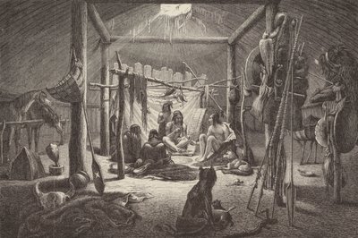 Cabana do chefe índio norte-americano (gravura) de German School